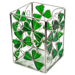 Shamrock Glass Pillar Candle